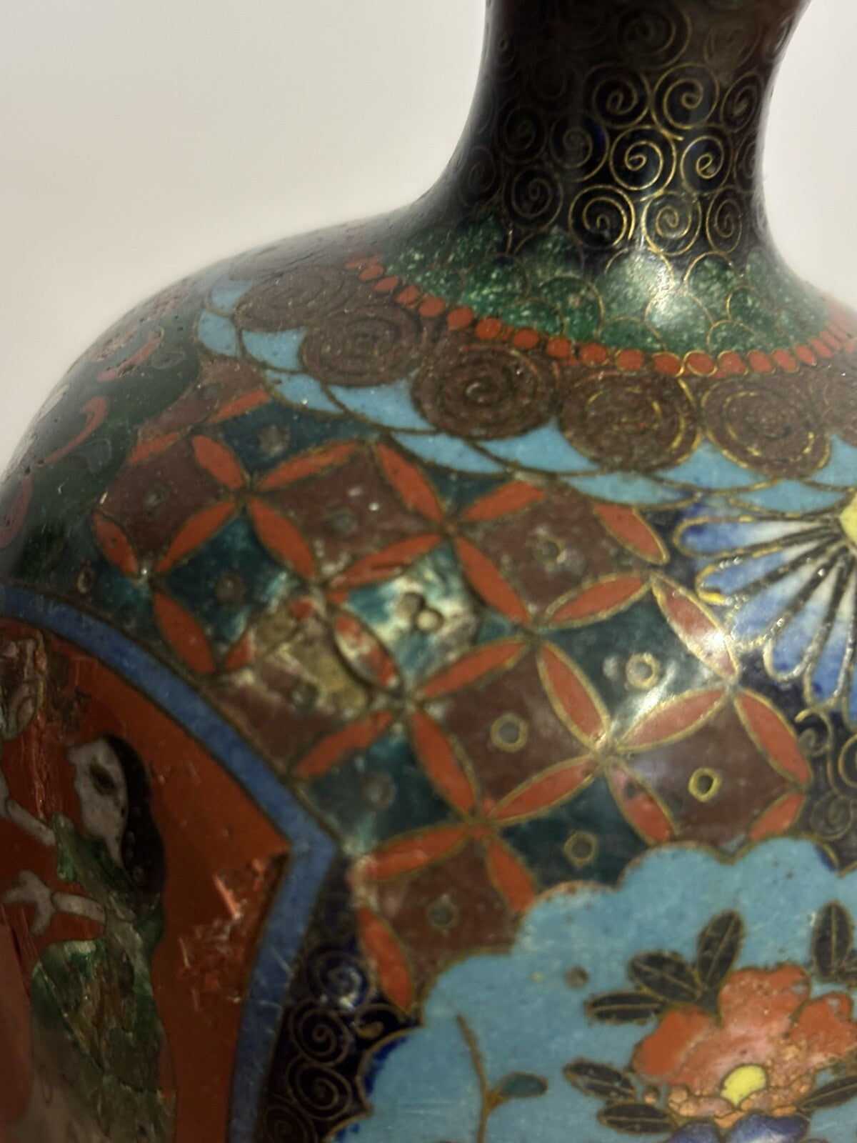 Antique Cloisonné Vases. Good Quality And Highly Decorated.