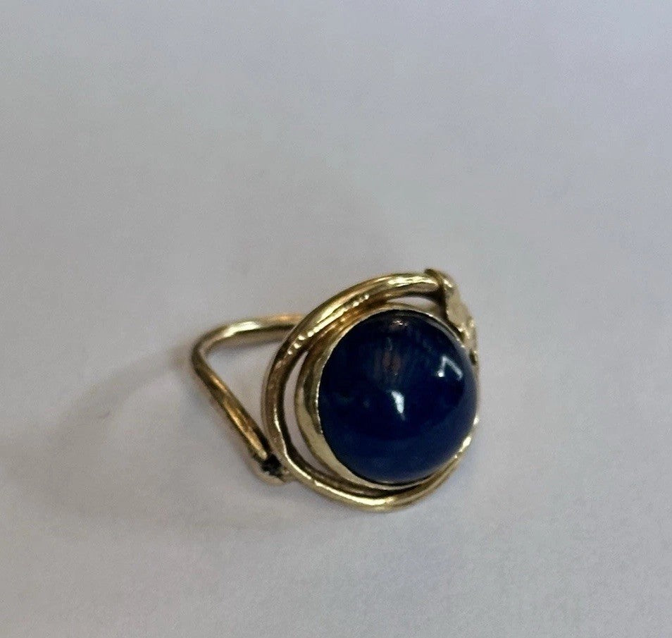 Antique 18ct Yellow Gold Lapis Lazuli Leaves Foliage Detail