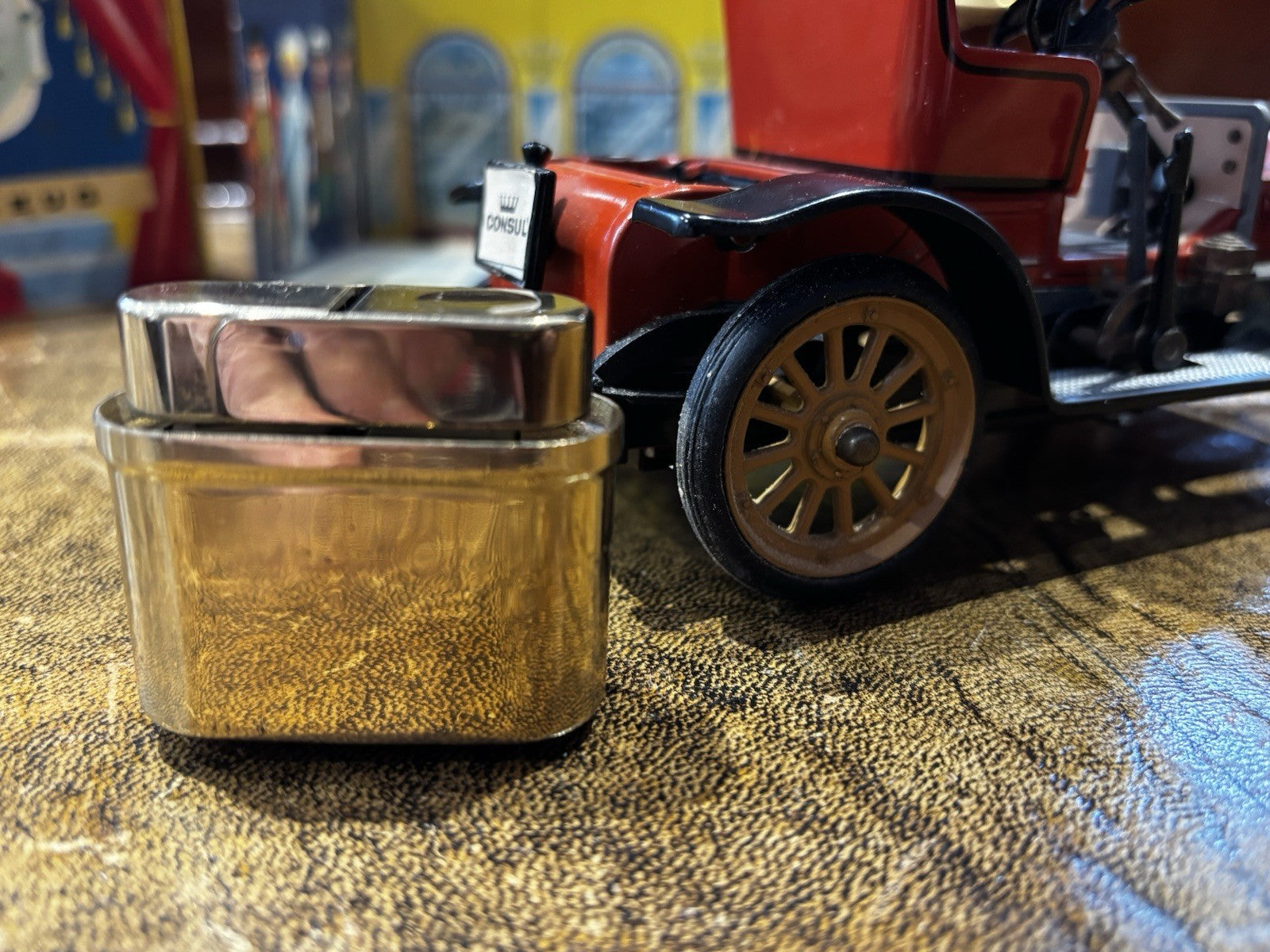 1960's Tin Plate Model T Ford Table Lighter In Original Box. Very Cool.