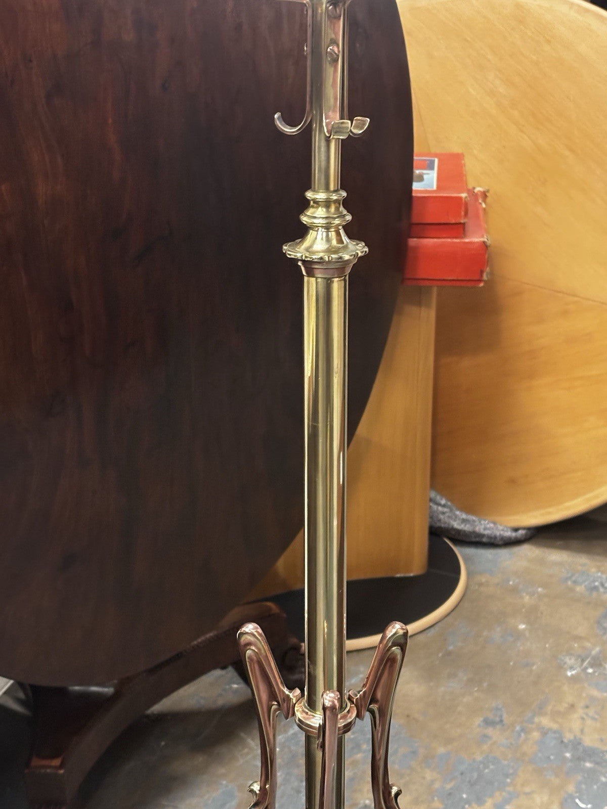 Art Noveau Brass & Copper Height Adjustable Electric Converted Oil Lamp- Superb