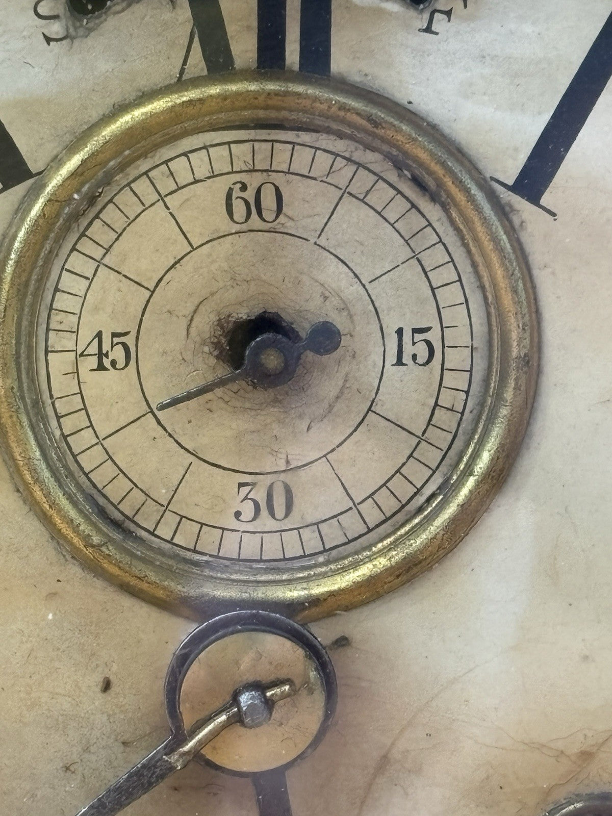 Antique Ansonia Wall Dial Clock In Wooden Case With Key. Nice Small Size