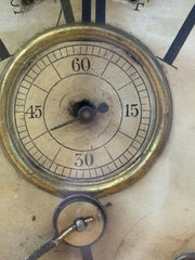 Antique Ansonia Wall Dial Clock In Wooden Case With Key. Nice Small Size