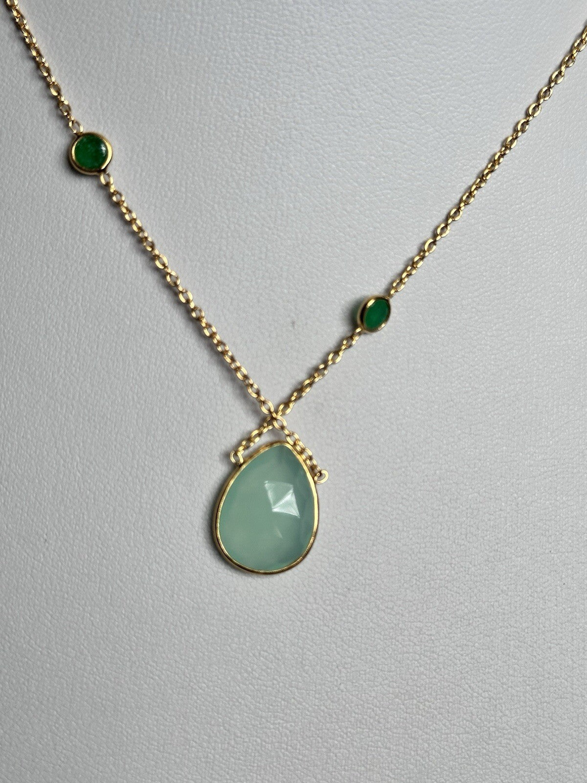 18k Gold Vermeil Plated On 925 Silver Natural Tourmaline And Emerald Necklace