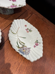 Antique Botanical Centre Piece And 2 Serving Dishes