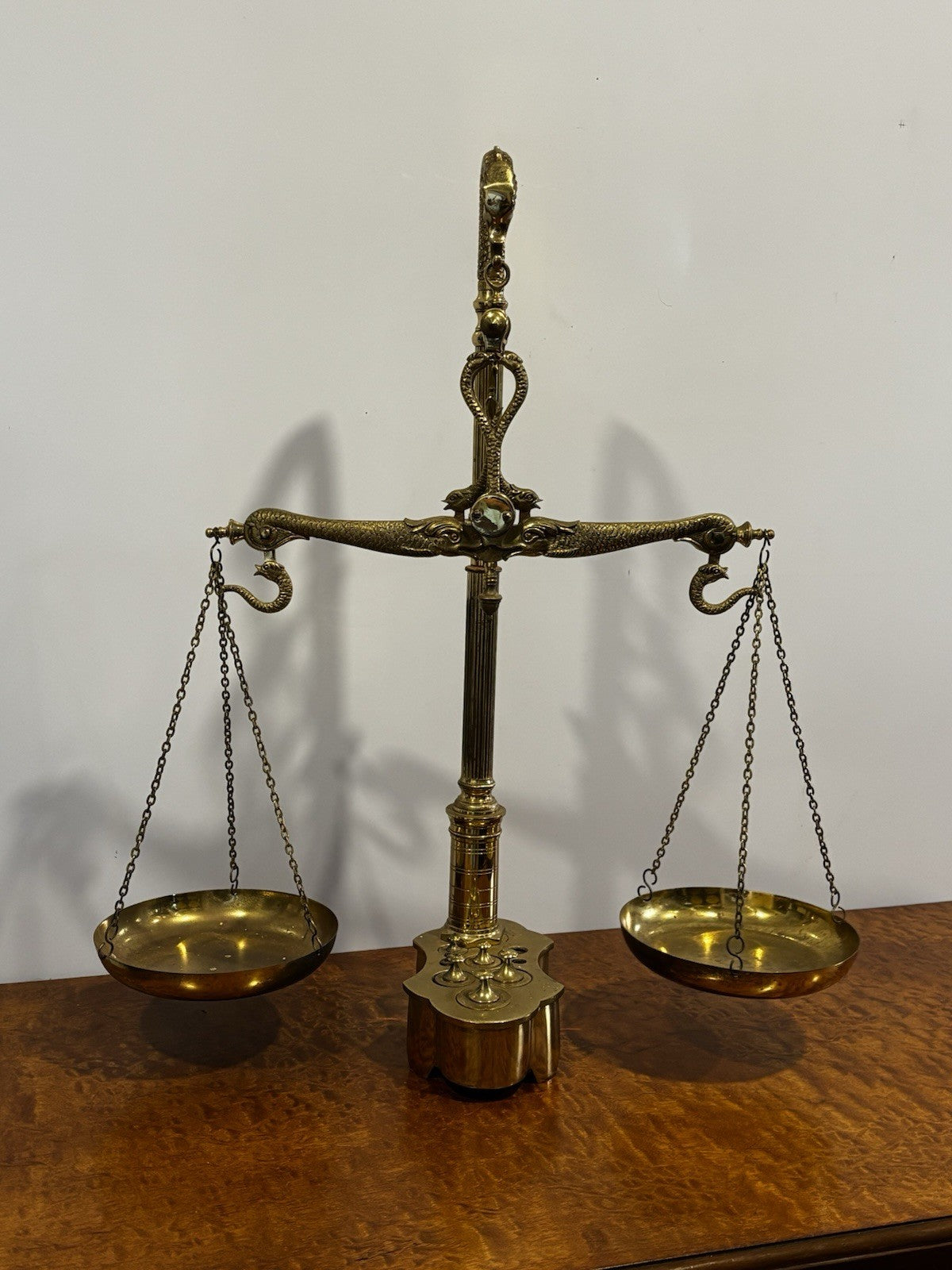 Apothecary Brass Scales , Decorated With Fishes. Good Quality. Large In Size