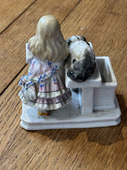 Antique Porcelain Match Holder And Striker