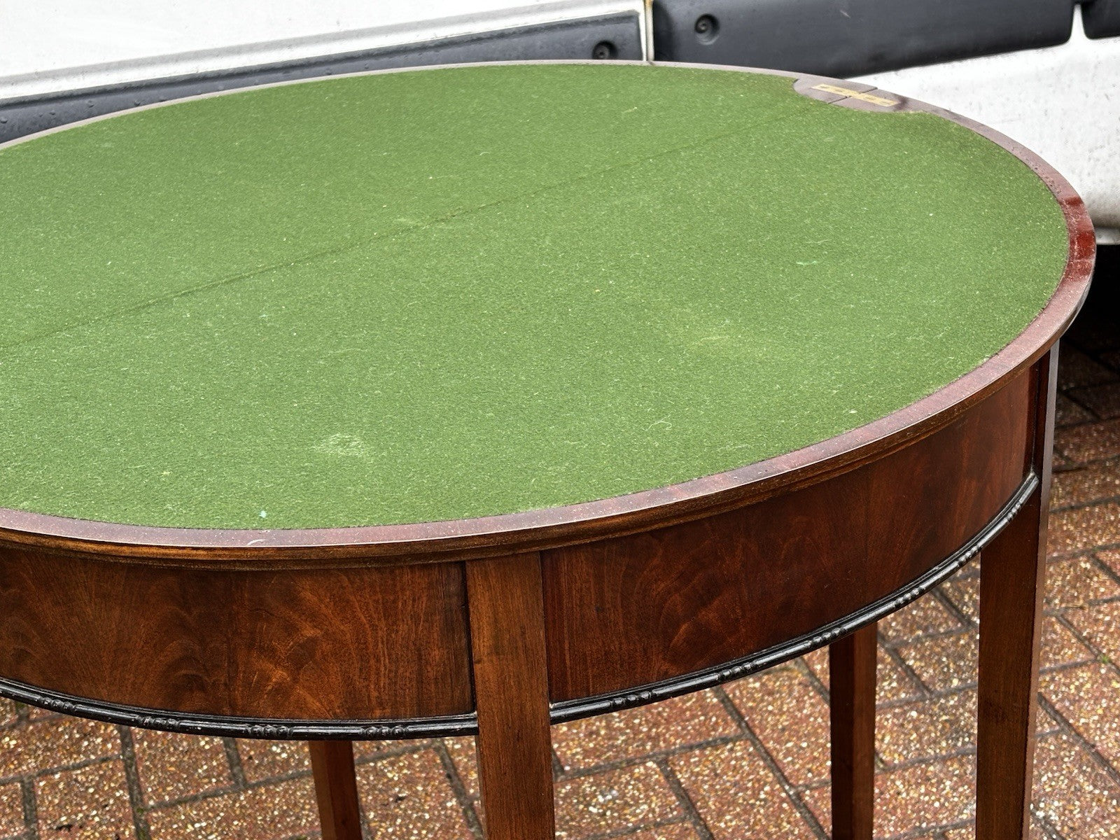 Antique Mahogany Games /  Console Table With Fold Over Lid And Compartment