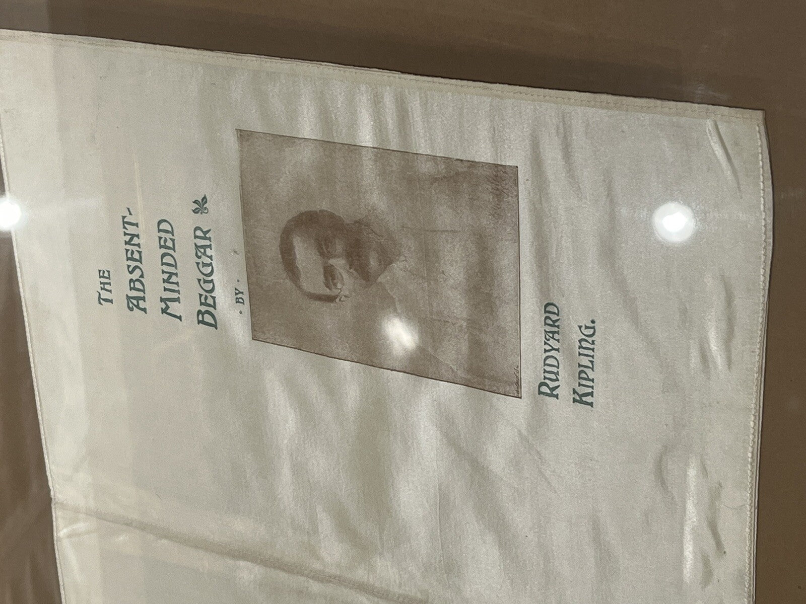 2 ORIGINAL Framed Silk Souvenir From Garrick Theatre, Rudyard Kipling 1899.