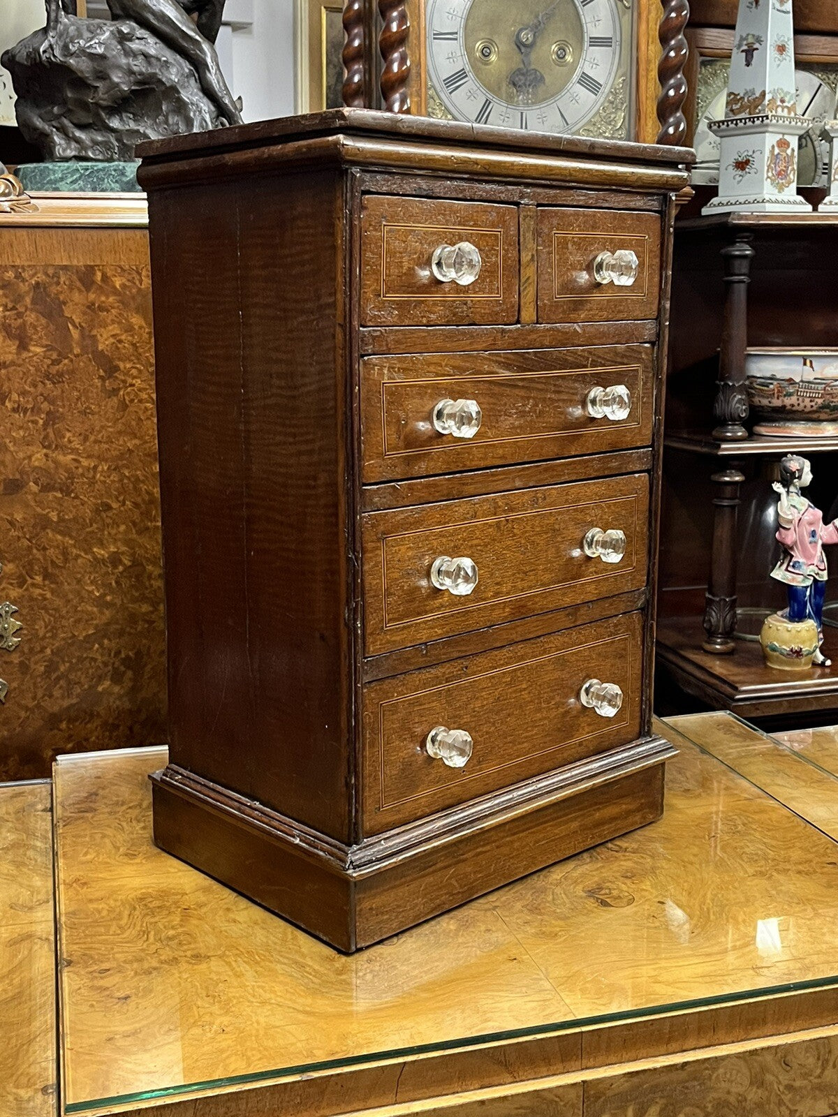 Antique Inlaid Table Top Jewellery/ Trinket Or Collectors Drawers.