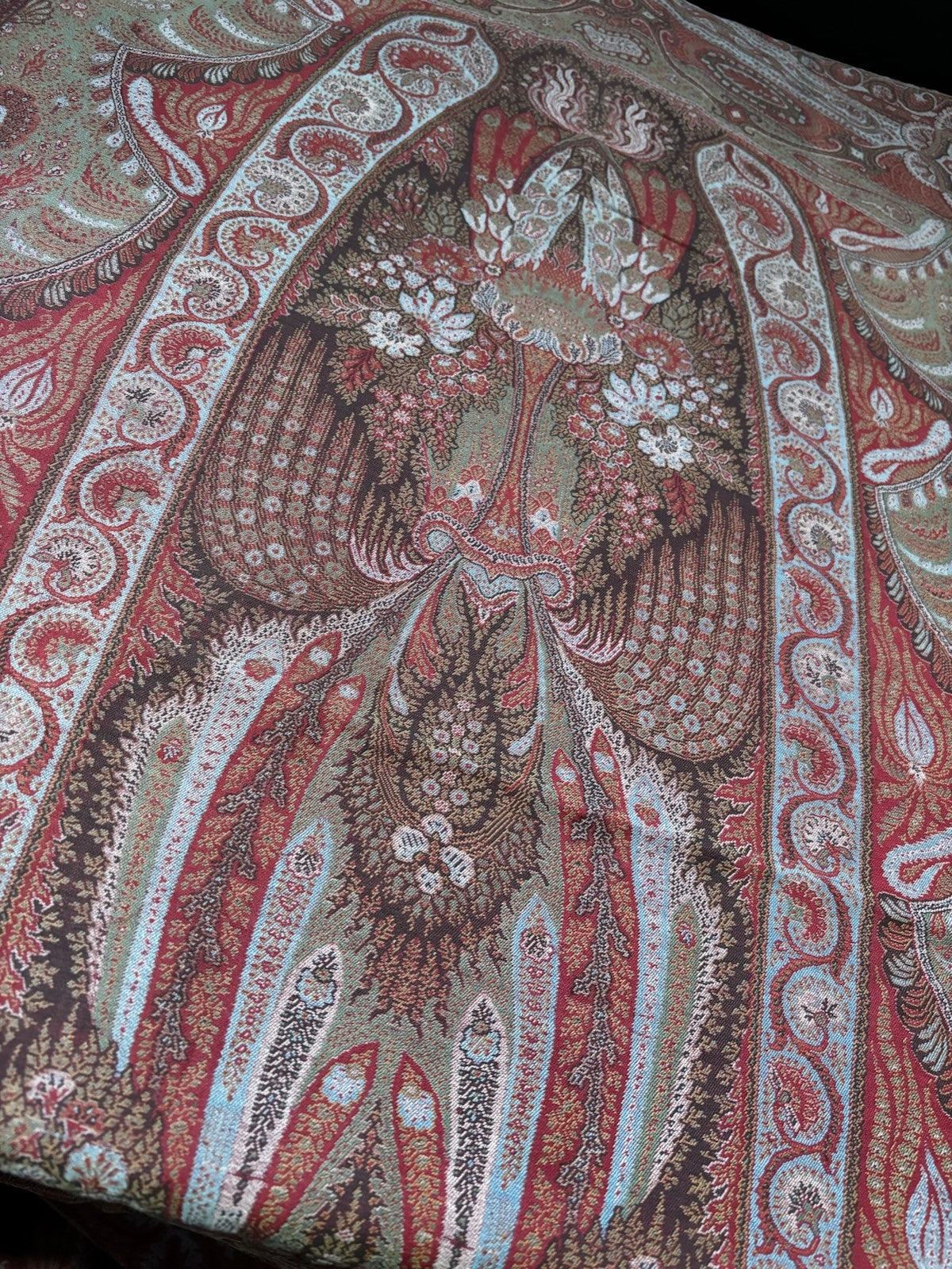 Antique Paisley Textile Table Cloth, Shawl, Table Runner. V Large :- 330x158 Cms
