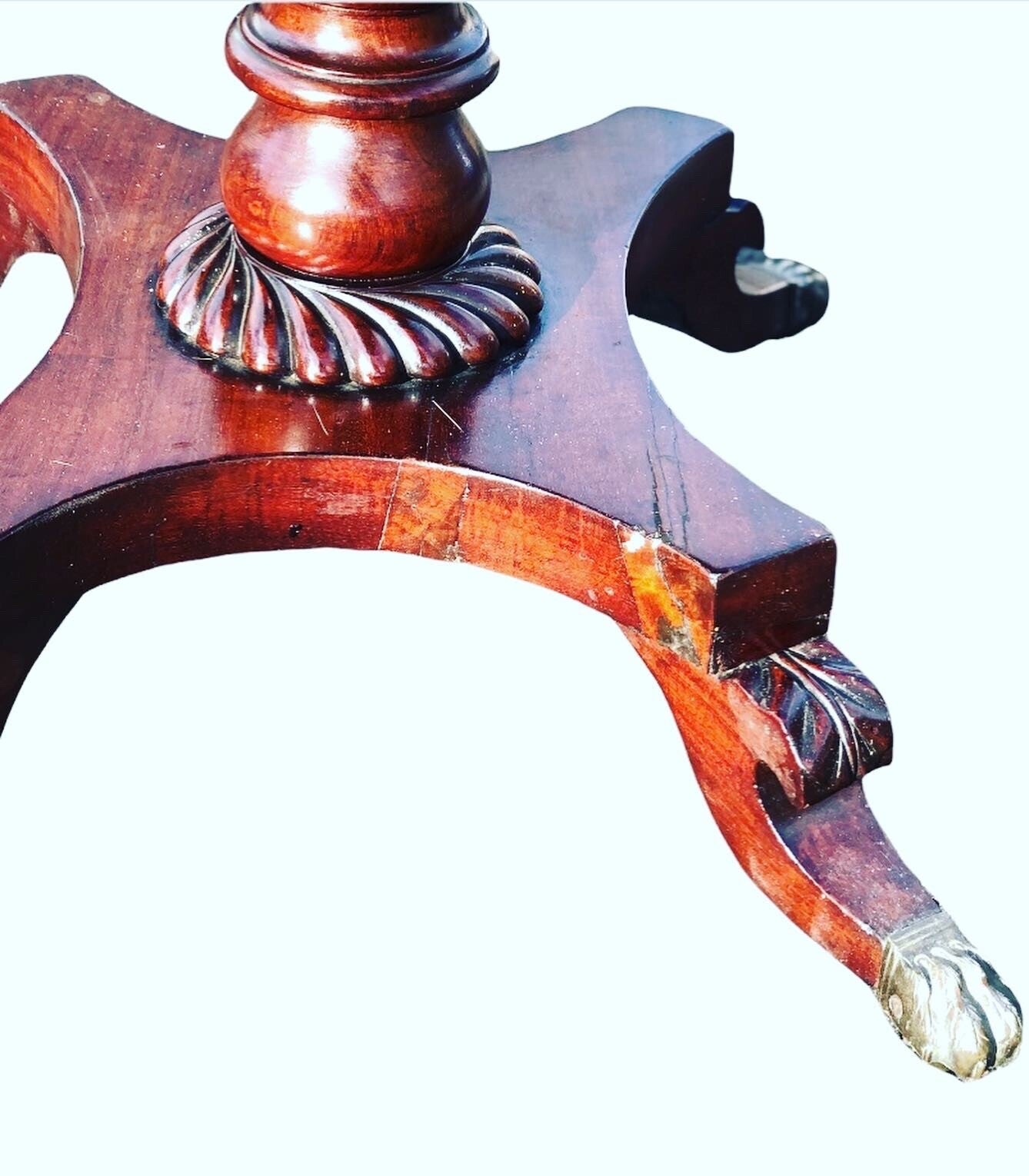Antique Regency Mahogany Sewing Table & Workbox, On Brass Castors