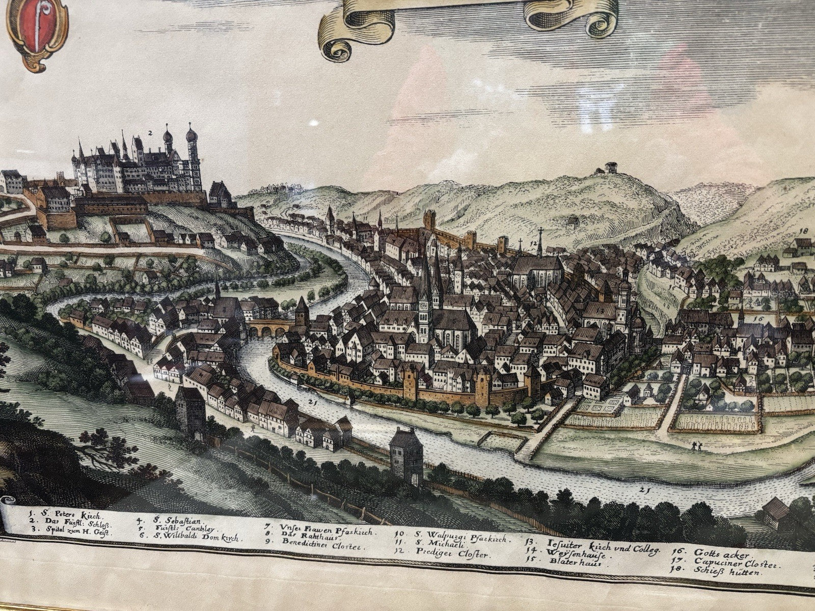 Antique Coloured Engravings  By Conrad Buno Delineaut Of Medieval German Towns