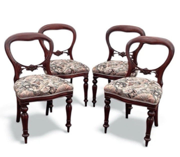 Balloon Back Set Of 4 Mahogany Dining Chairs.