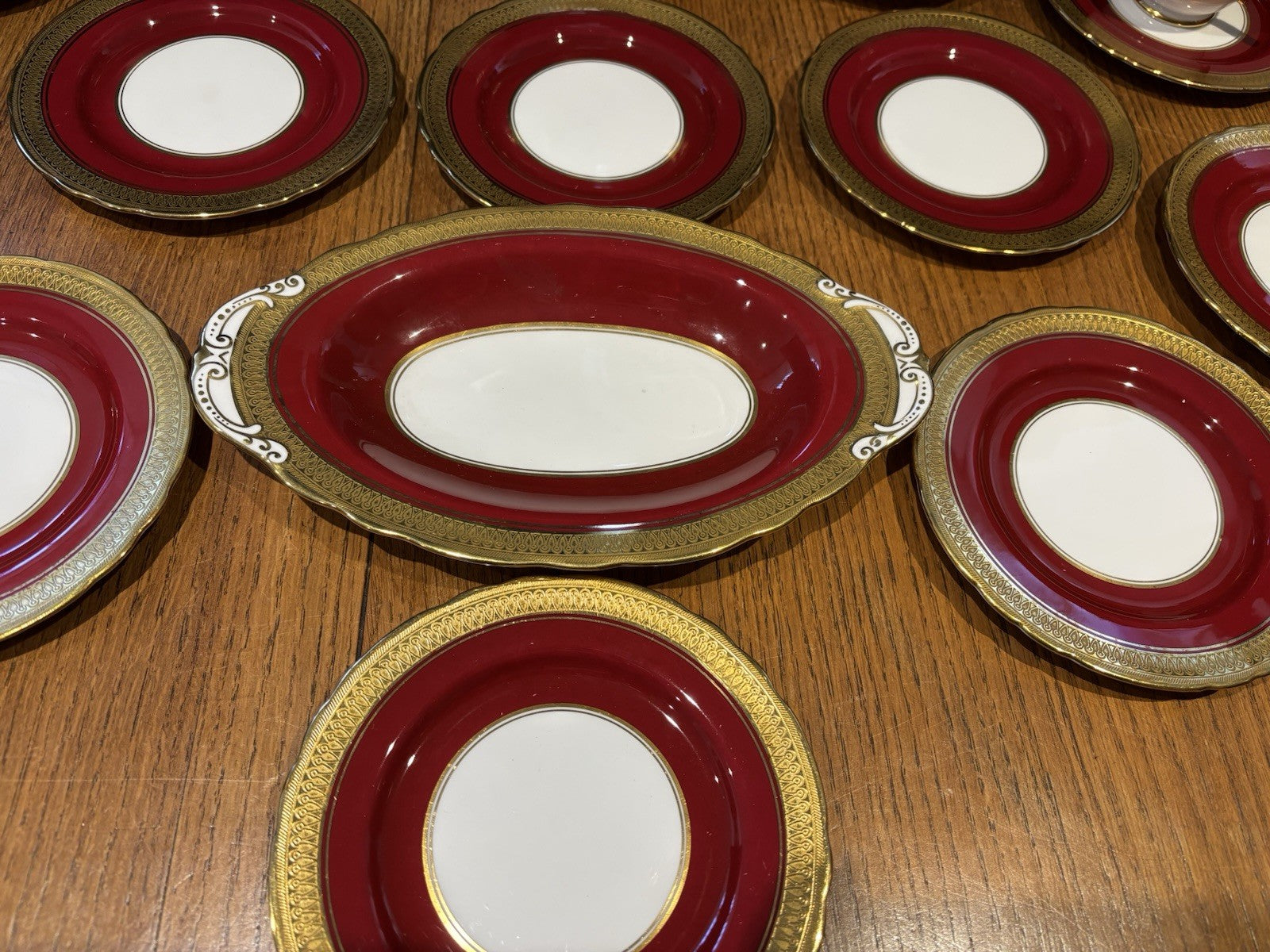 Aynsley Red With Gold Demitasse Tea & Cake Set.