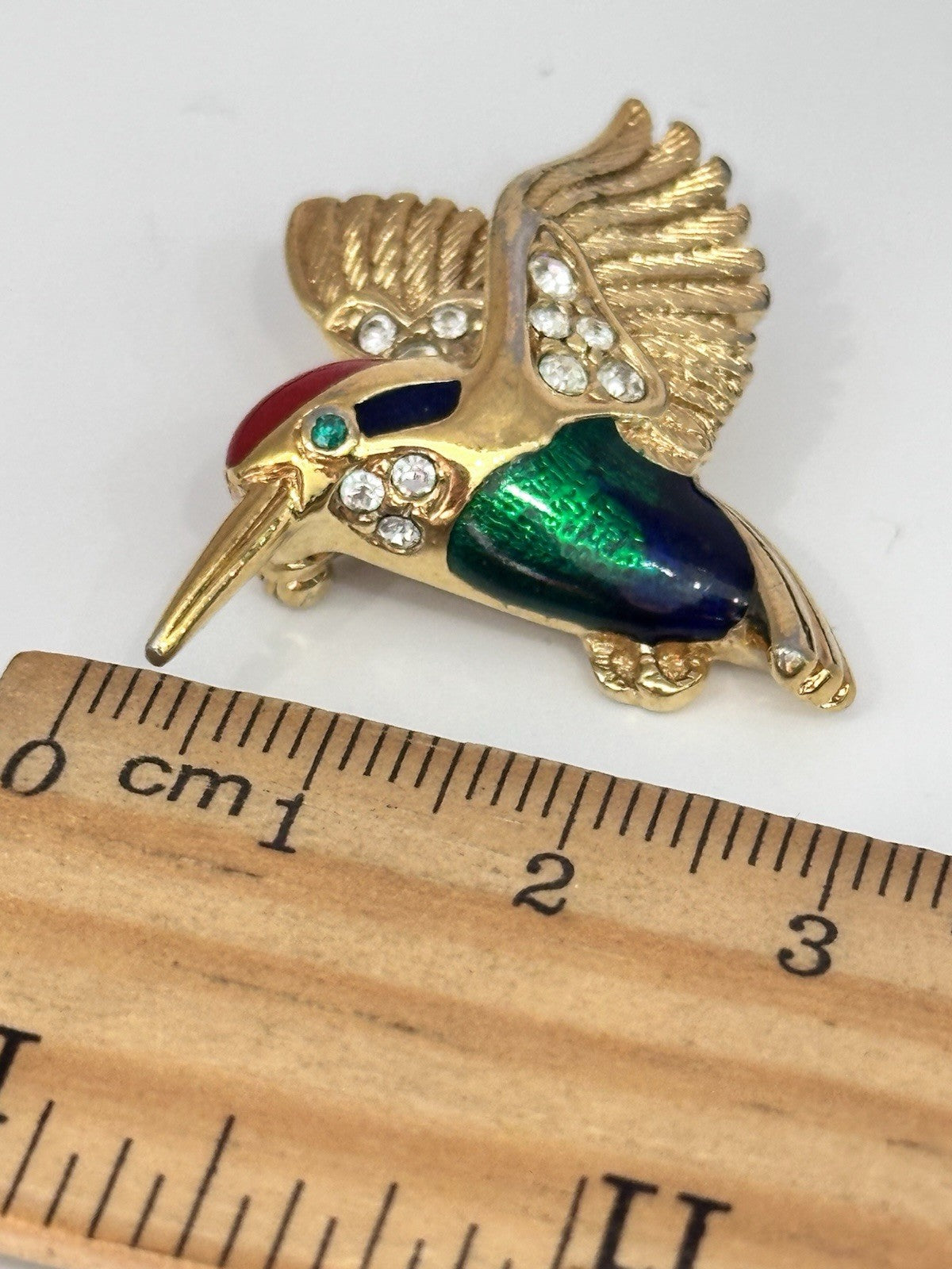 Attwood And Sawyer Gold Plated Hummingbird Enamel Brooch