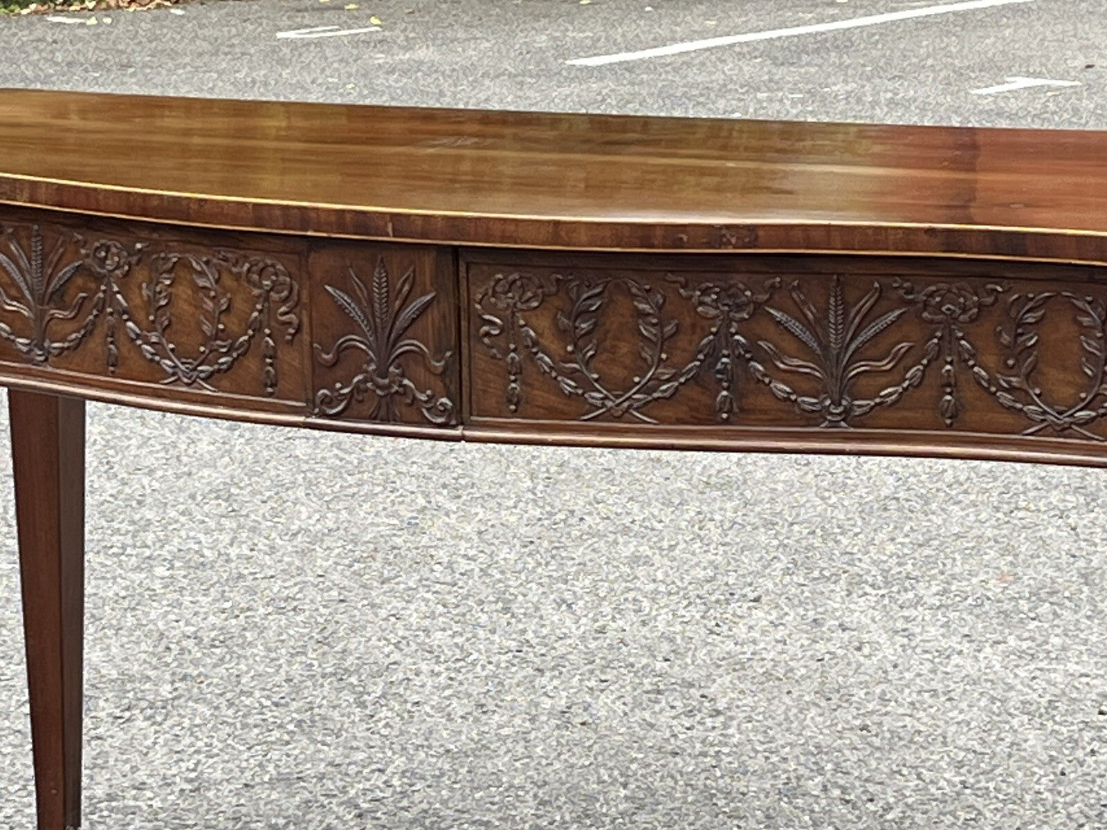 Adams Style Antique Mahogany Console Hall Table, Server. With Central Drawer.