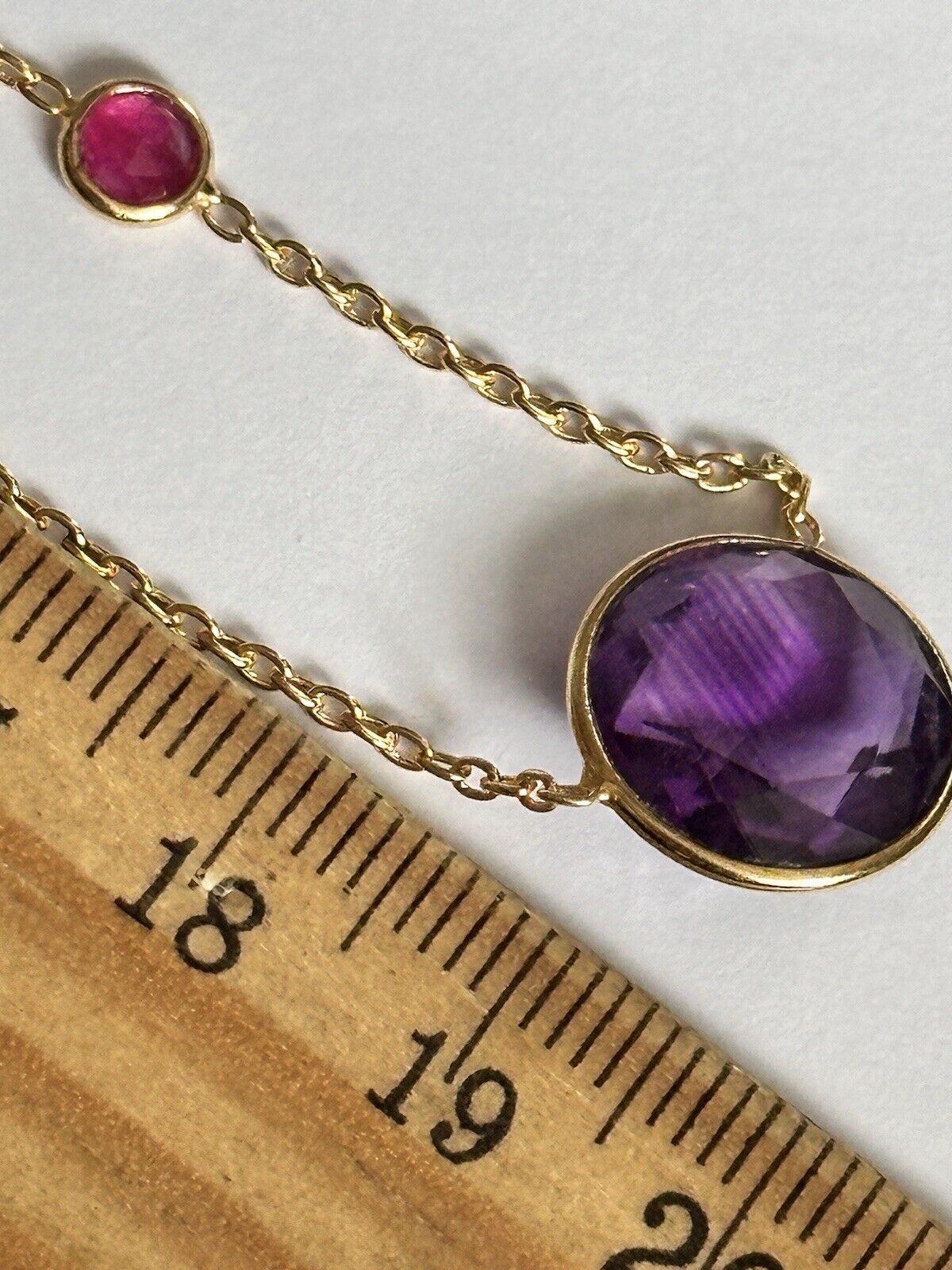 18k Gold Vermeil On 925 Silver Natural Amethyst And Ruby Necklace