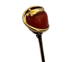 Antique Victorian Edwardian 12ct Gold Coral Snake Pin