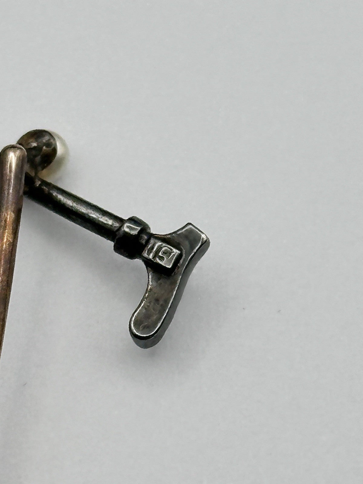 Antique 9ct Gold 15ct Gold Diamond Riding Crop On 9ct Gold Stick Pin