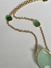 18k Gold Vermeil Plated On 925 Silver Natural Tourmaline And Emerald Necklace