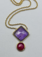 18k Gold Vermeil Plated On 925 Silver Amethyst And Ruby Necklace