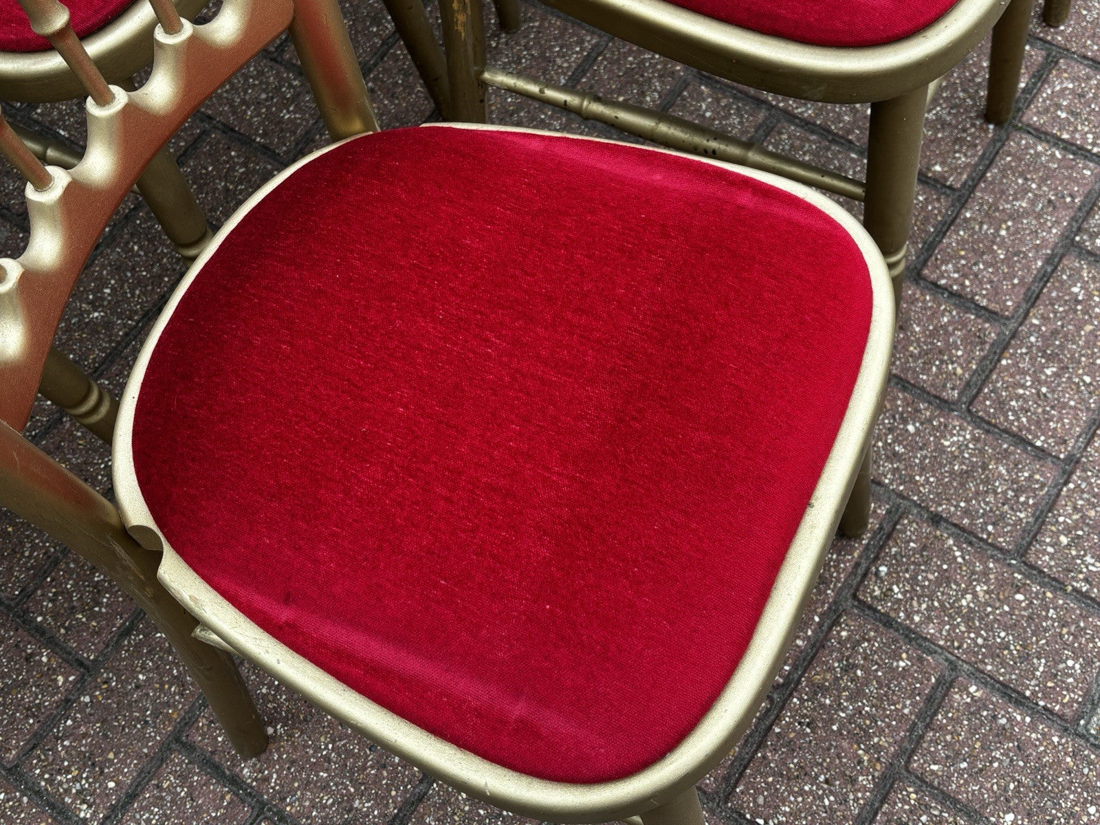 12 Cafe / Events Louis Style Gold Gilt Wooden And Upholstered Dining Chairs
