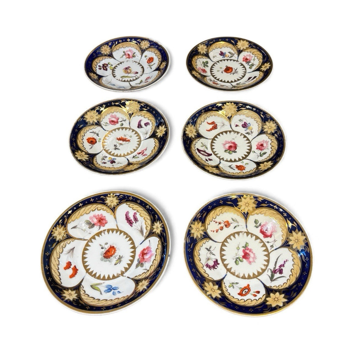6 Antique Rare Machin Highly Decorated Gilt Painted Plates