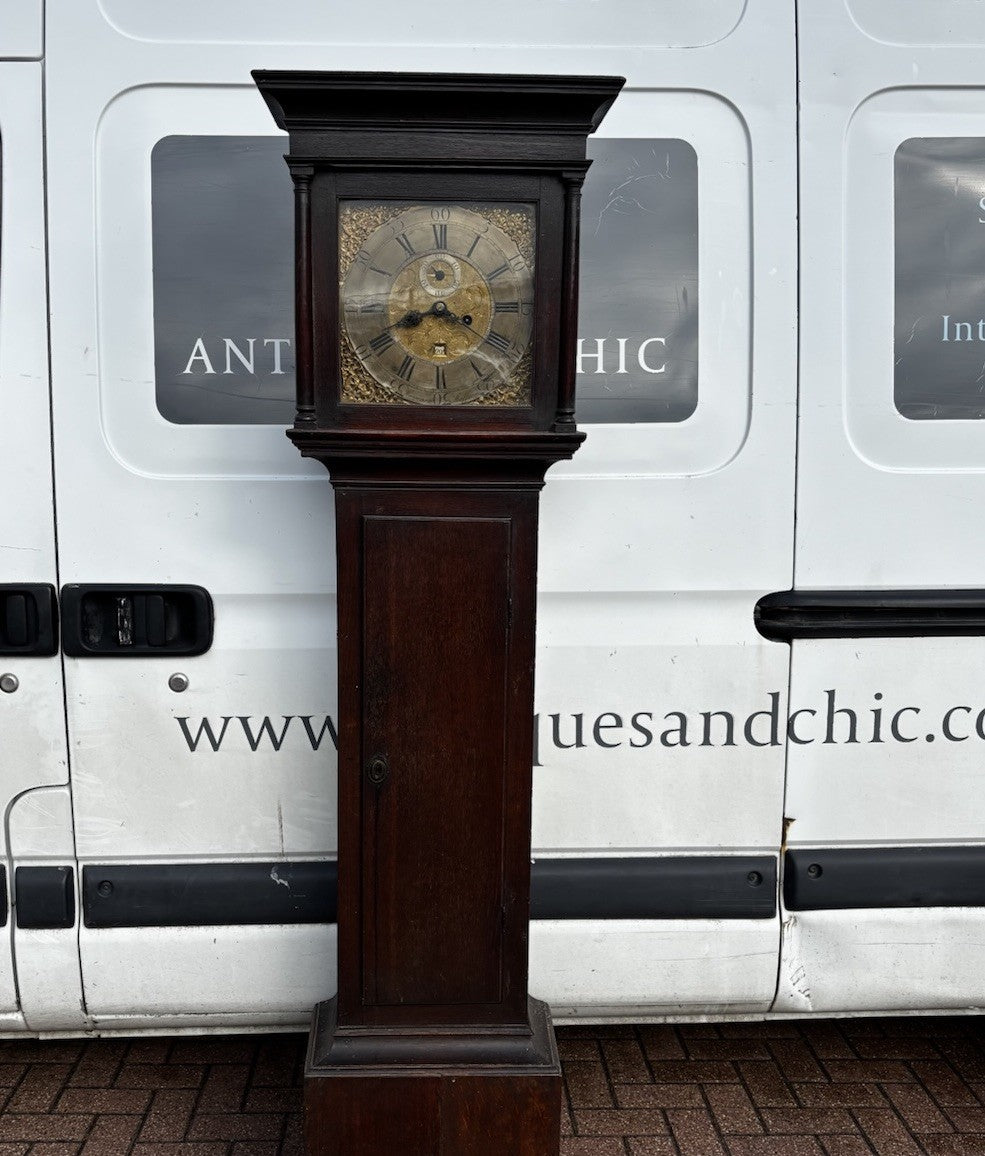 8 Day Longcase Clock, Stevenson Of Stafford. Brass Face.