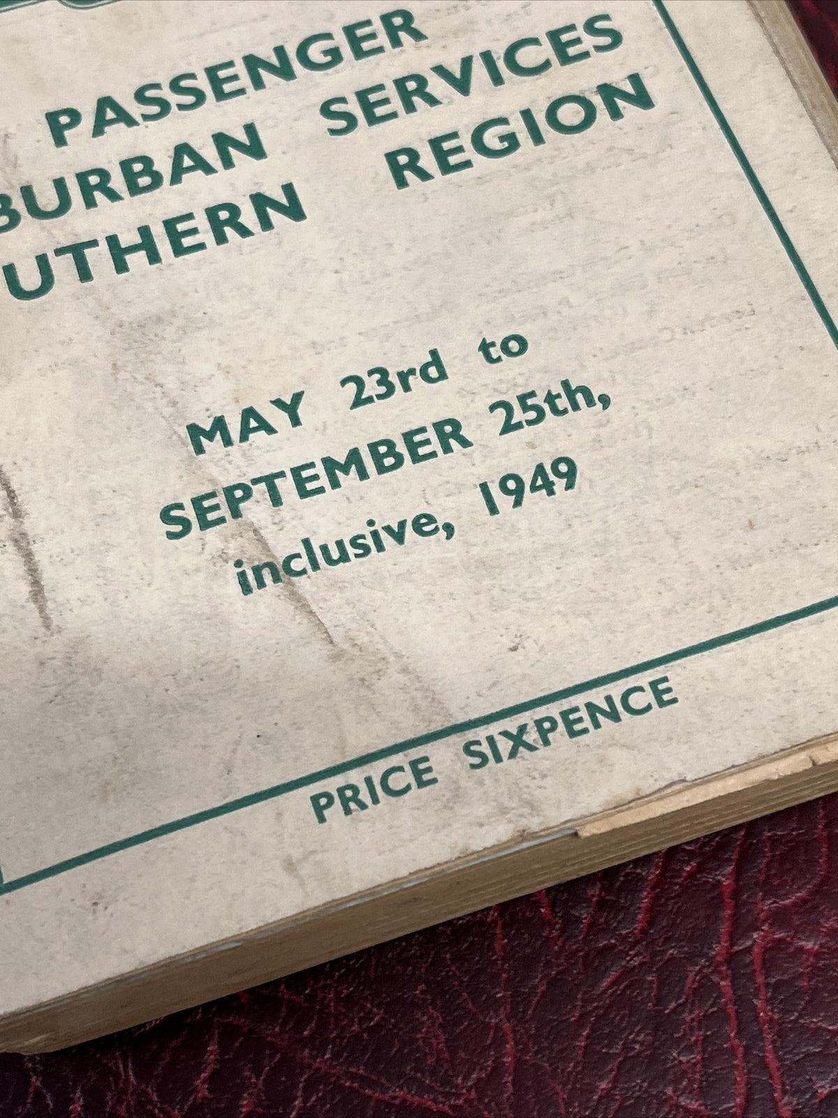 1949 Passenger Suburban Services Southern Region Timetable