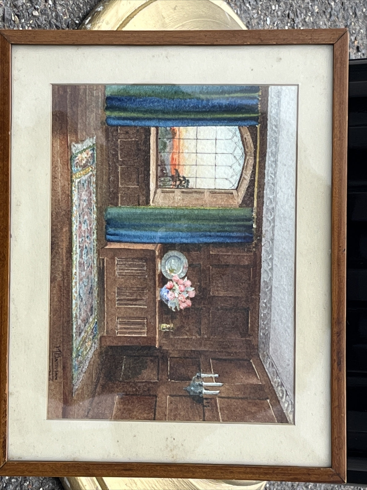 Architectural Watercolour Of A Grand Hall, Signed, M Bateman  & Dated.