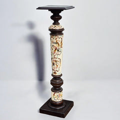 Art Nouveau stand in earthenware and ebonised wood.