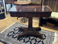 Antique Rosewood Games Table With Fold Over Lid & Card playing area