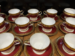 Aynsley Red With Gold Demitasse Tea & Cake Set.