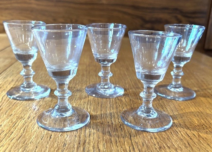 Antique Set Of 5 Liqueur Glasses