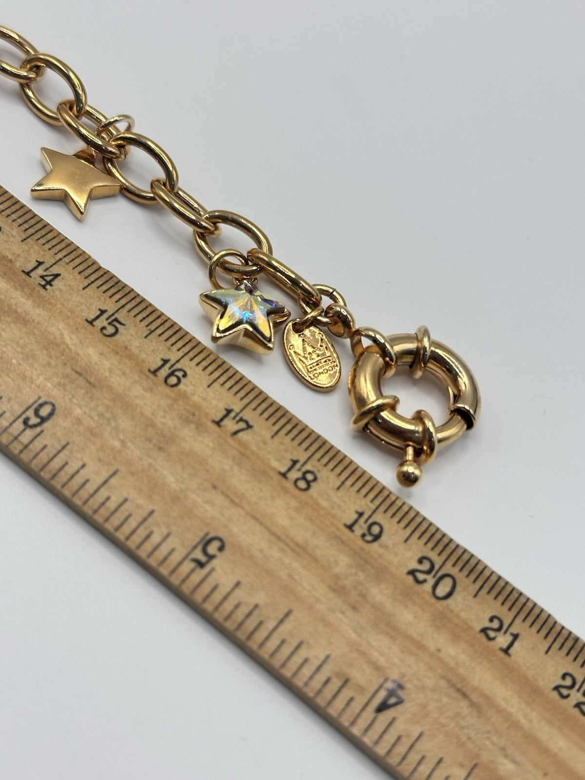 18ct Gold Plated Stars Charm Bracelet Made With Swarovski Crystal