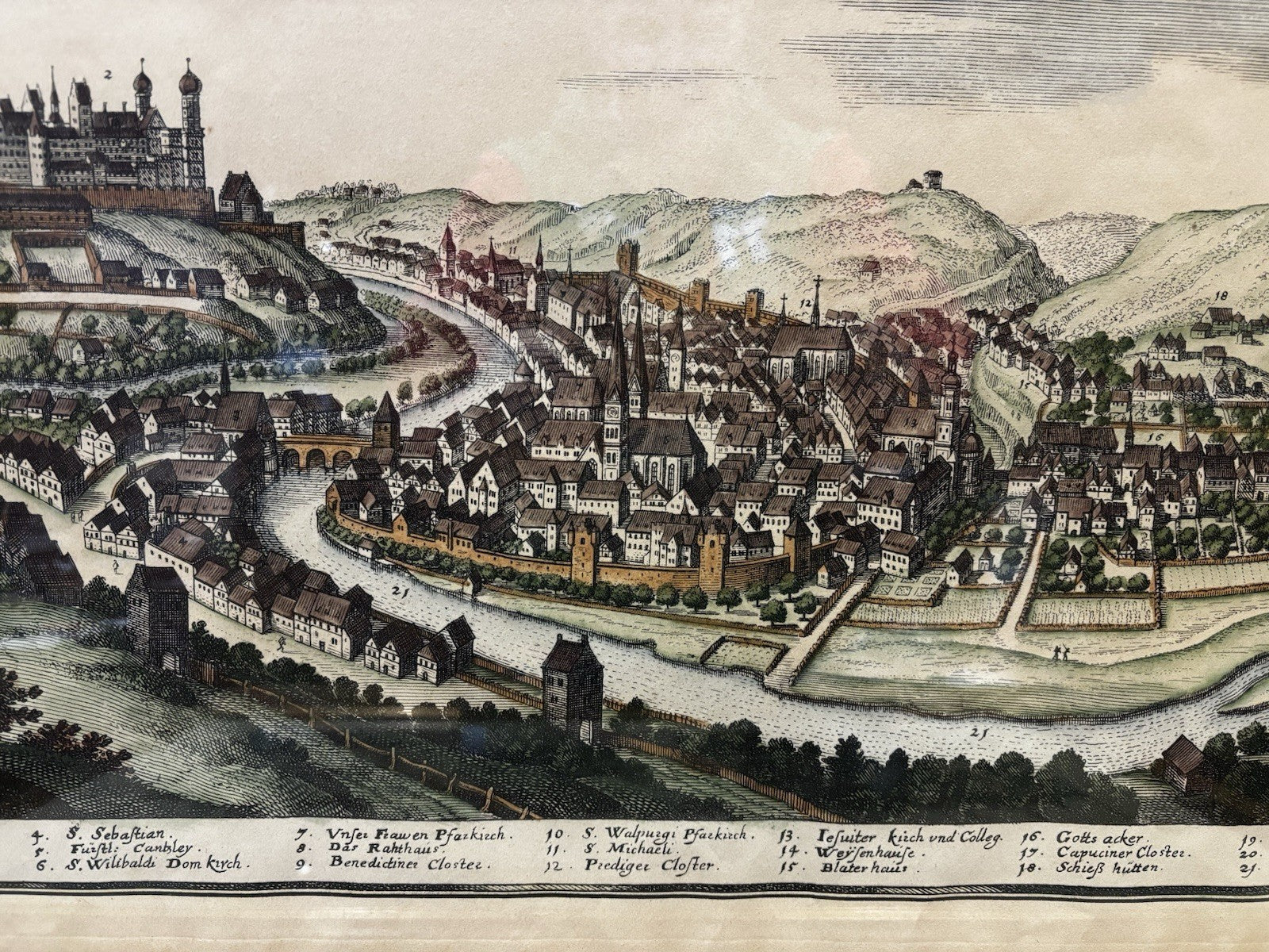 Antique Coloured Engravings  By Conrad Buno Delineaut Of Medieval German Towns