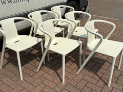 6 Air White Designer Stackable Chairs By Magis, Designed By Jasper Morrison.