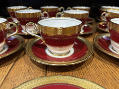 Aynsley Red With Gold Demitasse Tea & Cake Set.