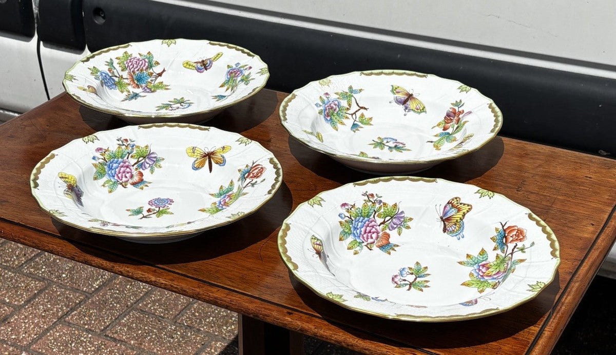 4 Herend Queen Victoria Large Soup Bowls