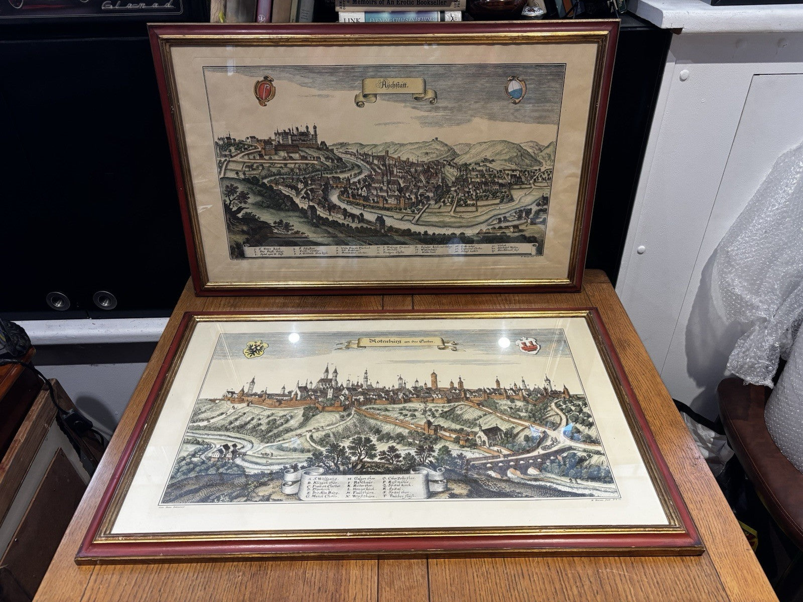 Antique Coloured Engravings  By Conrad Buno Delineaut Of Medieval German Towns