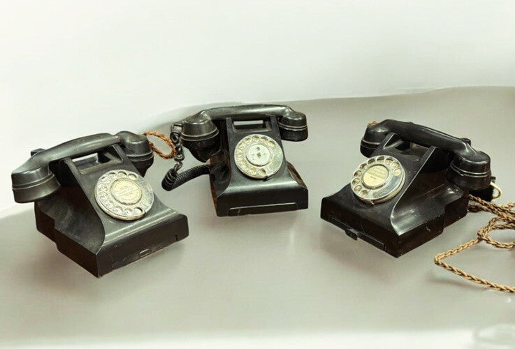 3 Bakelite 1950's Telephone In Black.