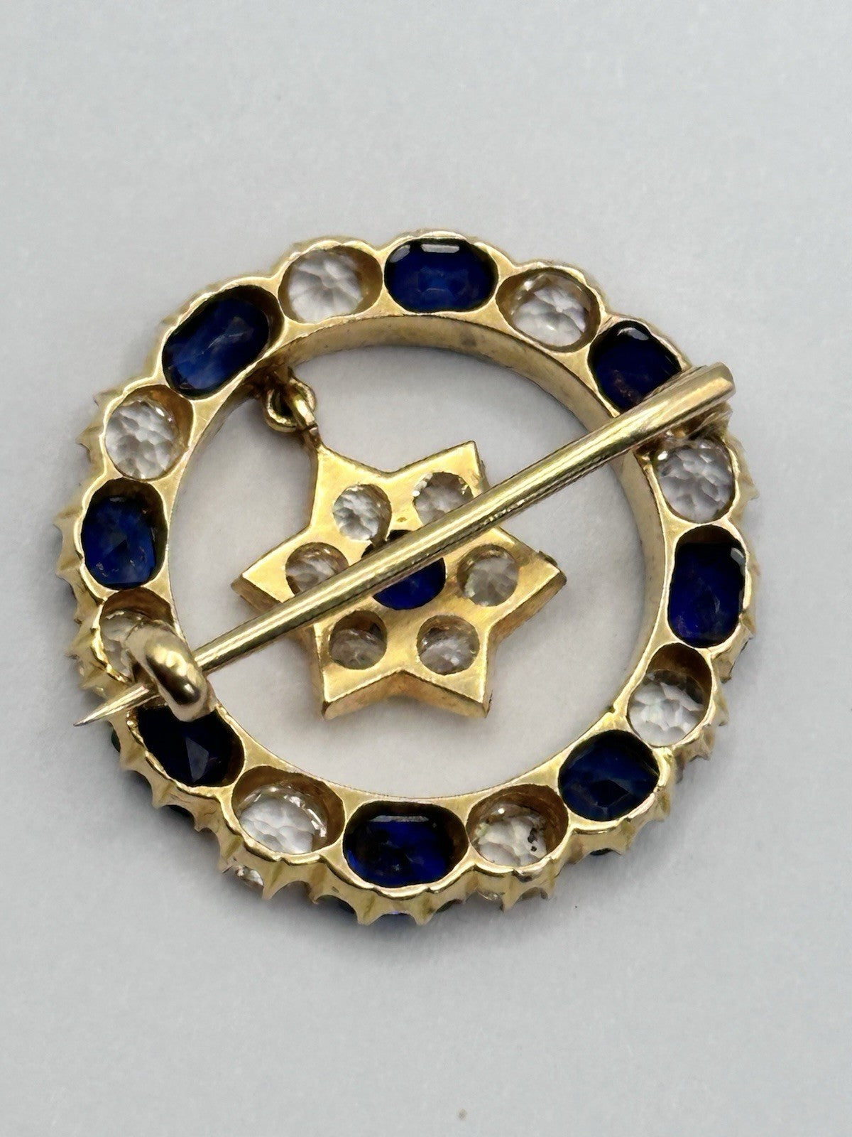 Antique Victorian 20ct Gold White And Blue Sapphire En Tremblant Flower Brooch