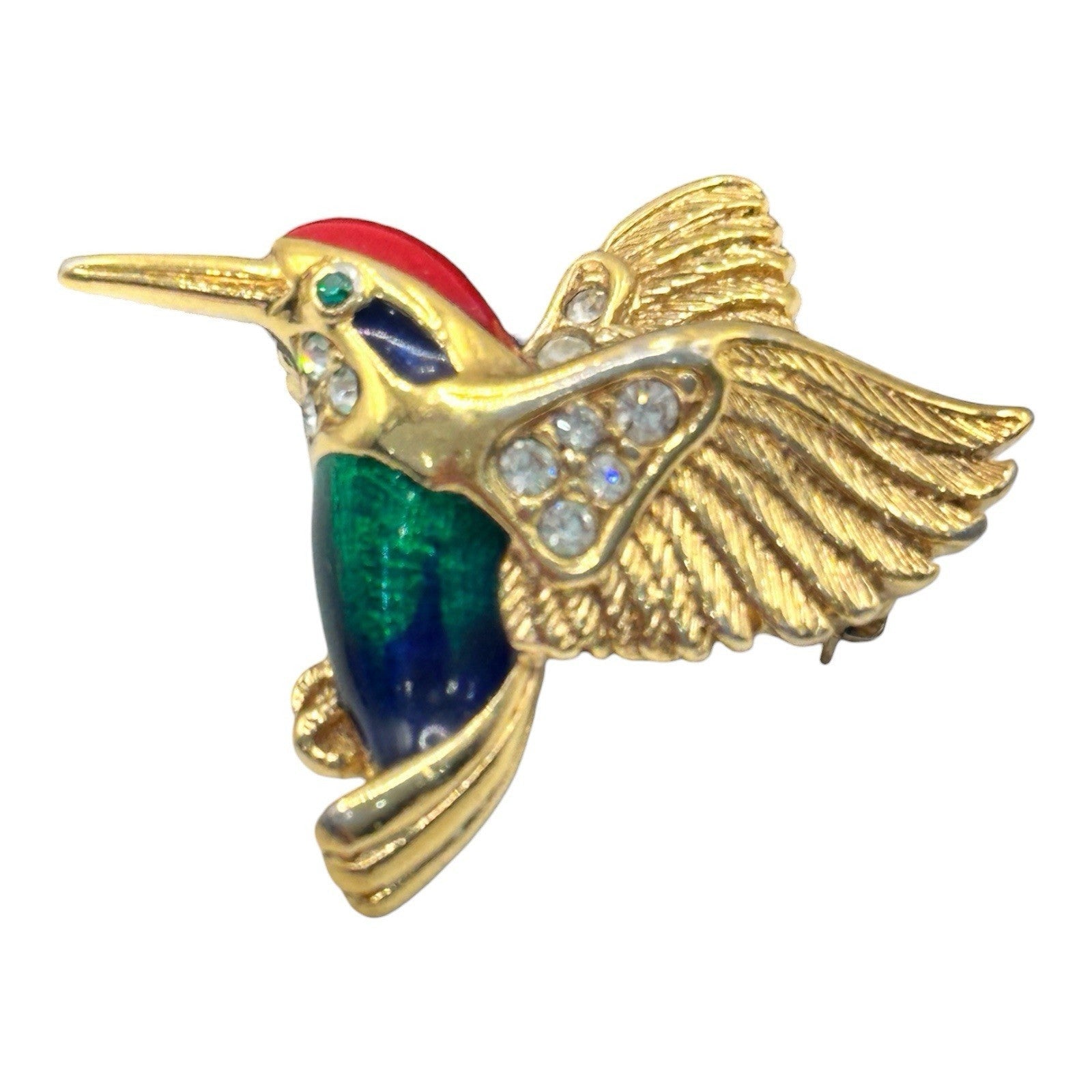 Attwood And Sawyer Gold Plated Hummingbird Enamel Brooch