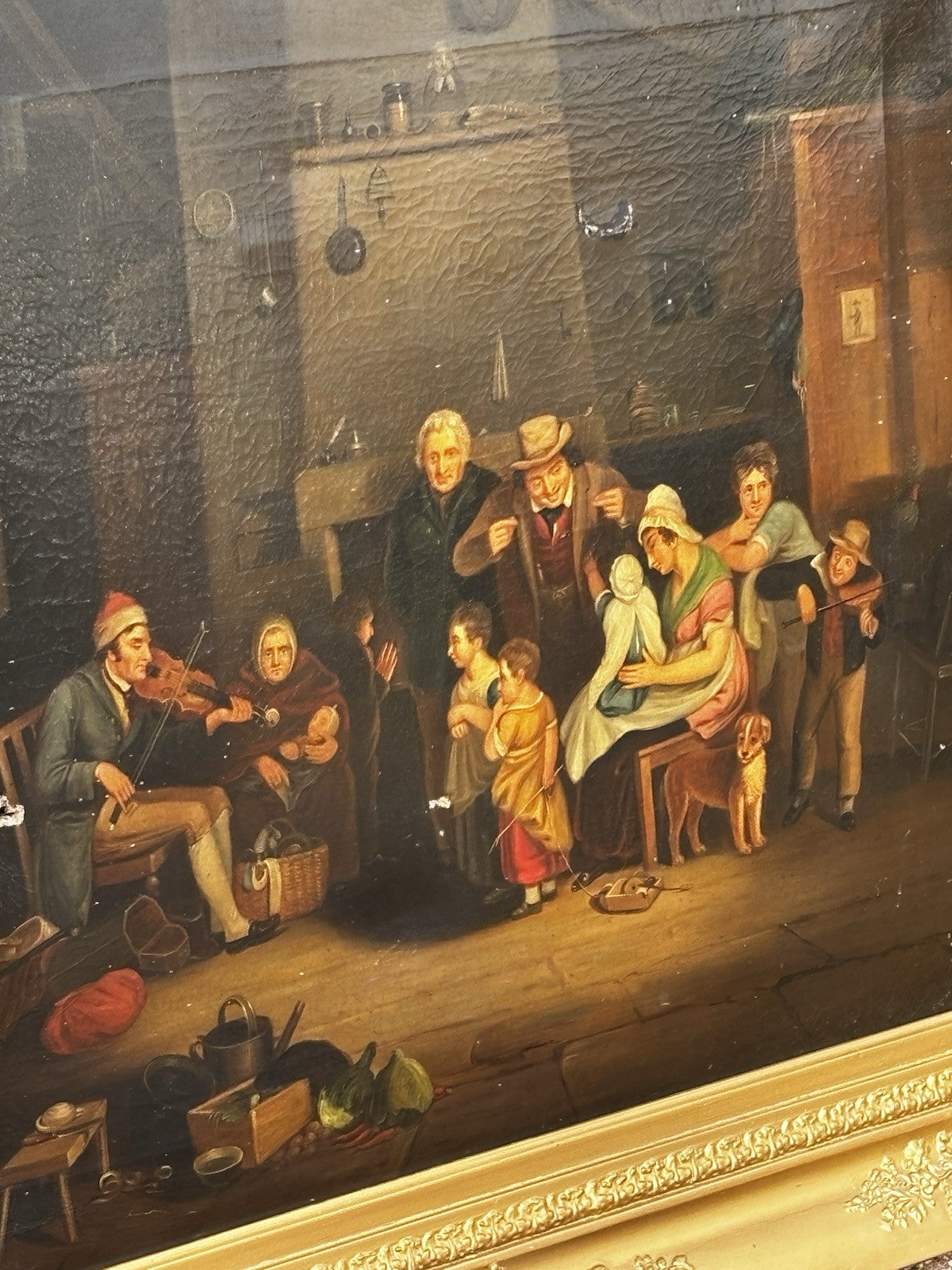 19th C Gilt Framed Rendition of “The Blind Fiddler” Original by Sir David Wilkie
