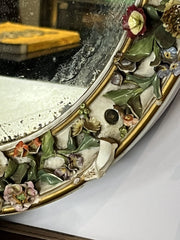 Antique Meissen German Porcelain Wall Mirror .