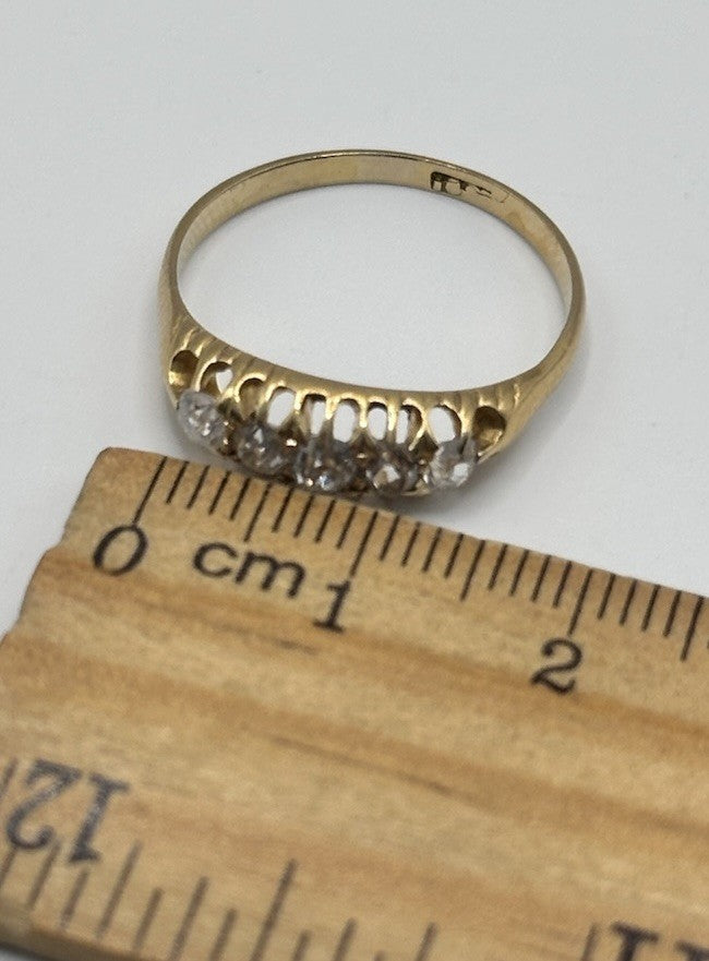 Antique 18ct Gold 5 Old Cut Diamond Ring