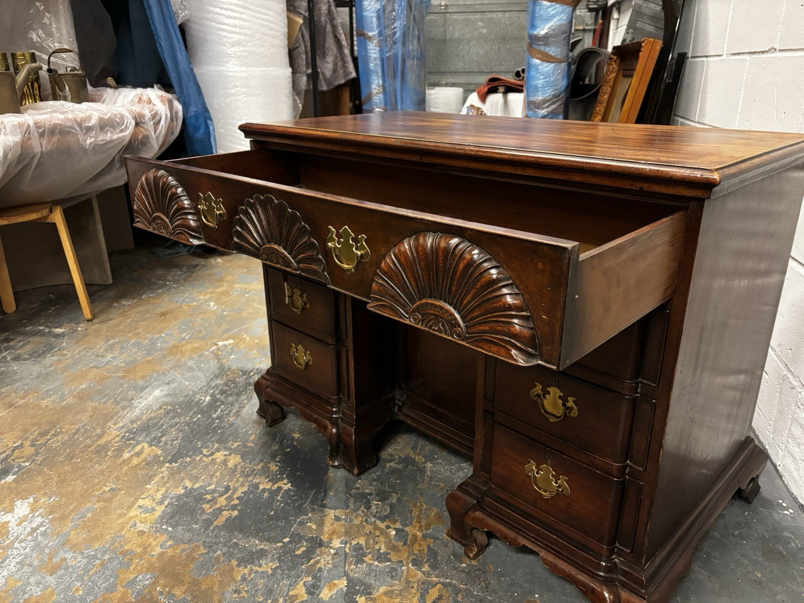 Antique Mahogany Rhode Island Desk, In The Style Of John Townsend.