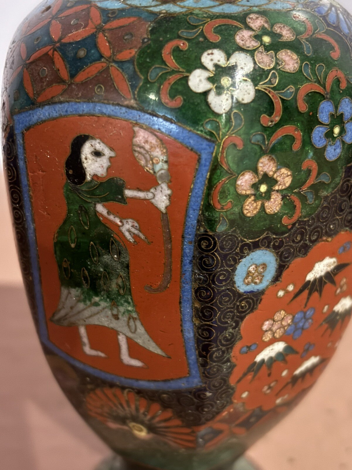 Antique Cloisonné Vases. Good Quality And Highly Decorated.