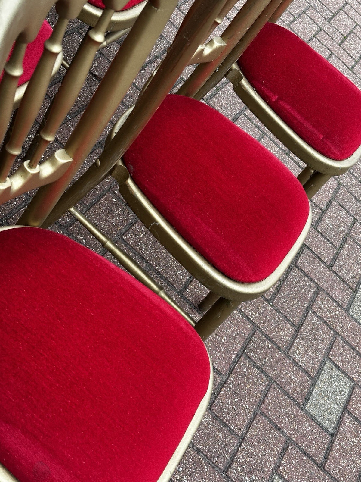 12 Cafe / Events Louis Style Gold Gilt Wooden And Upholstered Dining Chairs