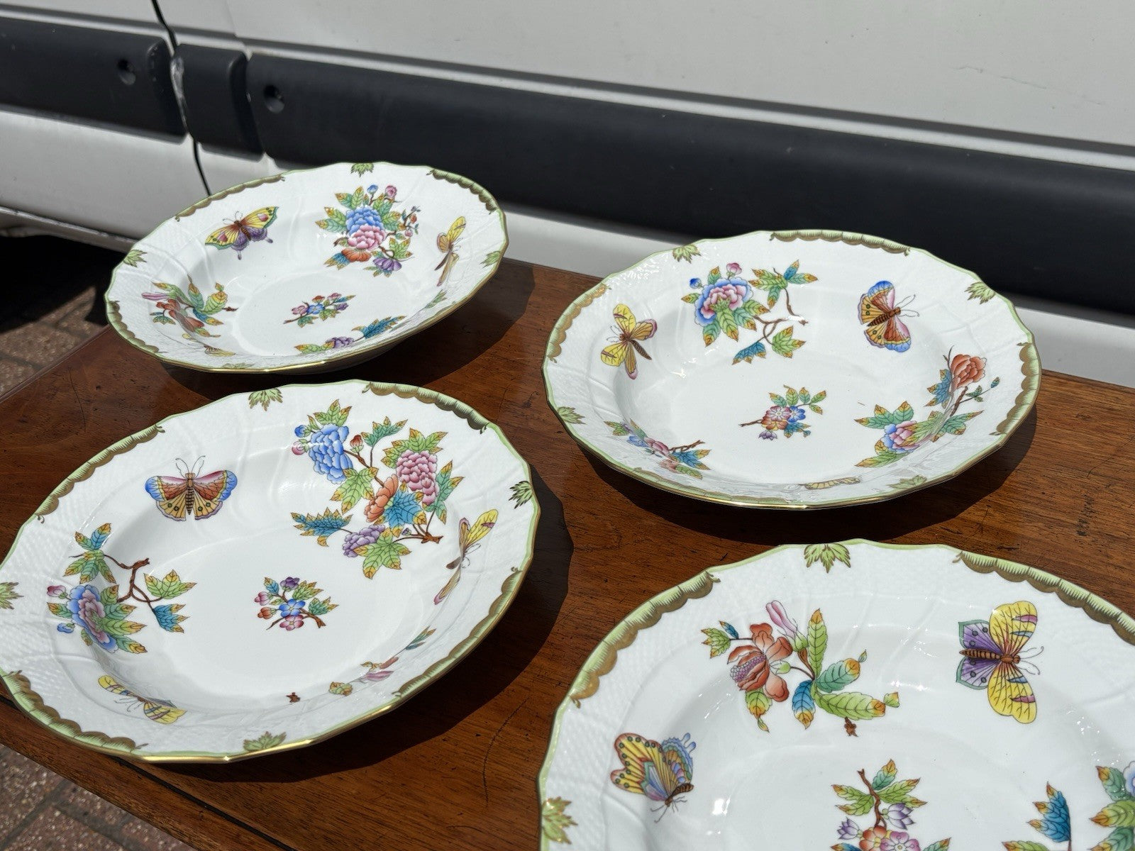 4 Herend Queen Victoria Large Soup Bowls